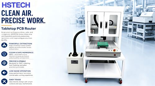 أحدث مدونات الشركة حول جهاز توجيه PCB جديد يوضع على الطاولة مع خاصية استخلاص الدخان المتكامل - الدقة والسلامة والكفاءة لسير عمل SMT
