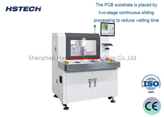 سعر جيد آلة التوجيه PCBA غير المباشرة ذات منصة مزدوجة مع دقة تكرار ± 0.01mm و 40000 ~ 60000rpm Spindle لـ PCB Depaneling الانترنت