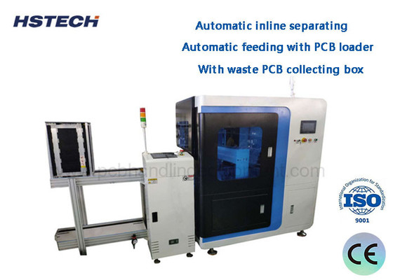 سعر جيد أوتوماتيكي في الخط الفاصل 1.1KW شفرة دائرية في الخط Vcut PCB Depaneling Machine مع صندوق جمع مخلفات PCB HS-F55 الانترنت
